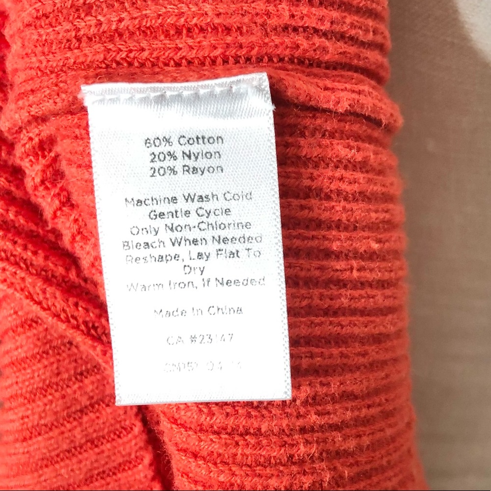 Talbots tangerine/ burnt orange scoop neck cotton sweater, elbow patches - Picture 6 of 6